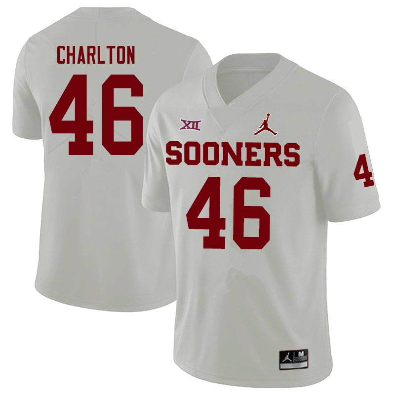 Men #46 Robert Charlton Oklahoma Sooners Jordan Brand College Football Jerseys Sale-White - Click Image to Close